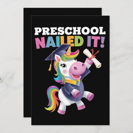 Peuterschool Nailed It Unicorn Afstudeerdop Kaart (Voorkant / Achterkant)