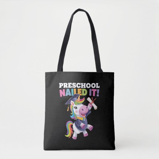 Peuterschool Nailed It Unicorn Afstudeerdop Tote Bag (Voorkant)