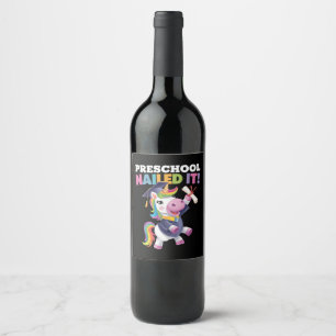 Peuterschool Nailed It Unicorn Afstudeerdop Wijn Etiket