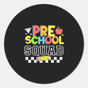 Peuterspeelgroep gelukkige eerste schooldag kinder ronde sticker
