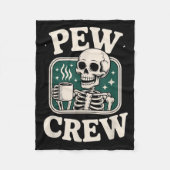 Pew Crew Skeleton With Coffee, Funny Church Tee  Fleece Deken (Voorkant)