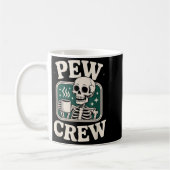 Pew Crew Skeleton With Coffee, Funny Church Tee Koffiemok (Links)