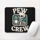 Pew Crew Skeleton With Coffee, Funny Church Tee Muismat (Met muis)