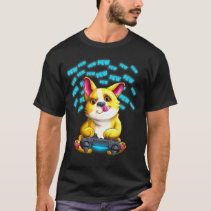 Pew Gamer Corgi Welsh Pewpew Video Gaming T-shirt