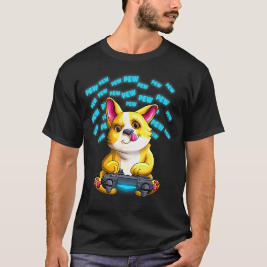 Pew Gamer Corgi Welsh Pewpew Video Gaming T-shirt (Voorkant)