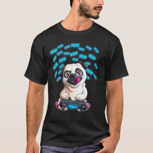 Pew Gamer Pug Pewpew Video Gaming Pugs T-shirt (Voorkant)