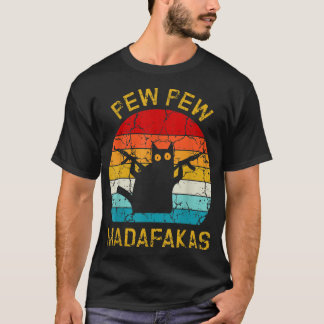 Pew Madafakas Pew Pistolen Funny Black Cat Retro V T-shirt