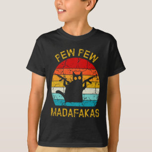 Pew Madafakas Pew Pistolen Funny Black Cat Retro V T-shirt