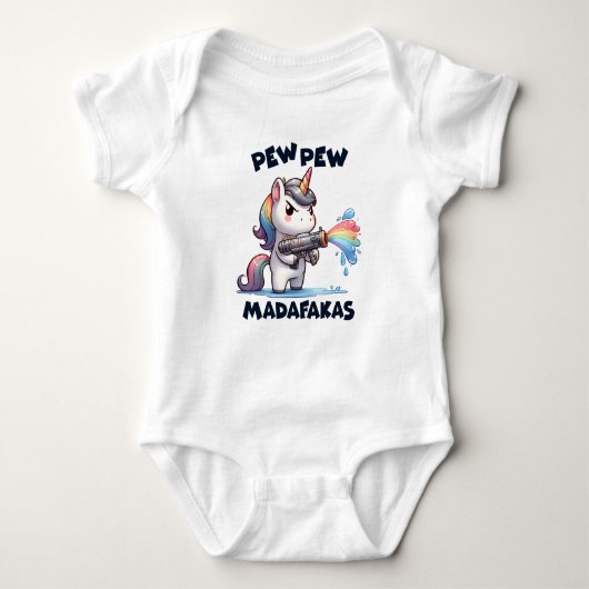 Pew Pew Eenhoorn Baby Bodysuit (Voorkant)