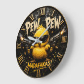 Pew Pew Funny Badass Chick Humor Grote Klok (Hoek)