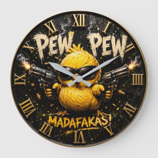 Pew Pew Funny Badass Chick Humor Grote Klok (Voorkant)