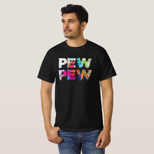 Pew Pew - Funny Paintball T-shirt (Voorkant volledig)