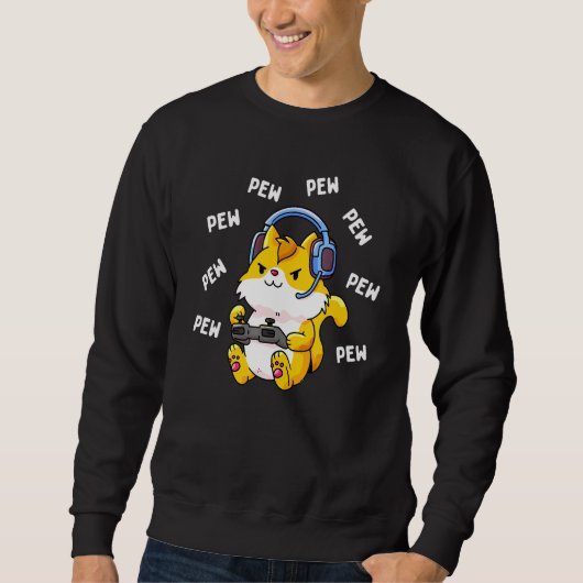 Pew Pew Gamer Cat Video Game Cats Gaming Kat Trui (Voorkant)