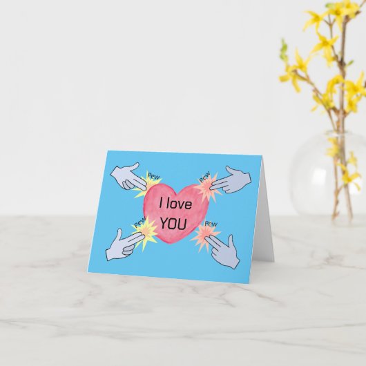 Pew Pew Hands Game Lover Unieke Valentijnsdag Kaart (Gele Bloem)