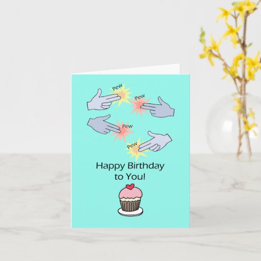 Pew Pew Hands Mannen Kinder Grappige Gamer Happy B Kaart (Gele Bloem)