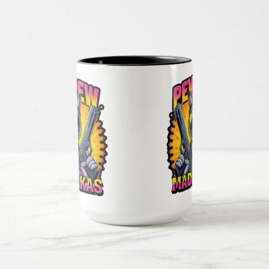 Pew Pew Madafakas Cool Cat met stijl en pistolen Mok (Midden)