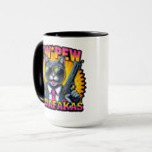 Pew Pew Madafakas Cool Cat met stijl en pistolen Mok (Voorkant links)