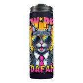 Pew Pew Madafakas Cool Cat met stijl en pistolen Thermosbeker (Voorkant)