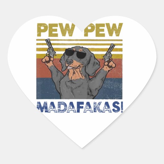 Pew Pew Madafakas Dachshund Hart Sticker (Voorkant)