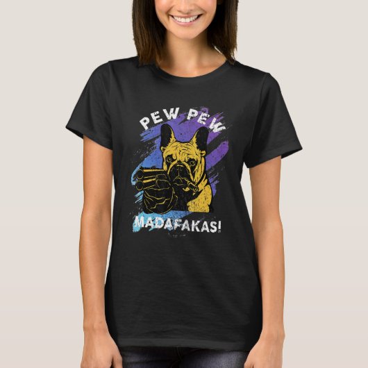 Pew Pew Madafakas Gekke Pug Gamer T-shirt (Voorkant)