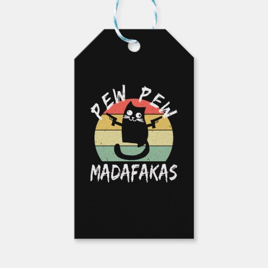 Pew Pew Madafakas Grappige Kat Gekke Kat Cadeaulabel (Voorkant)
