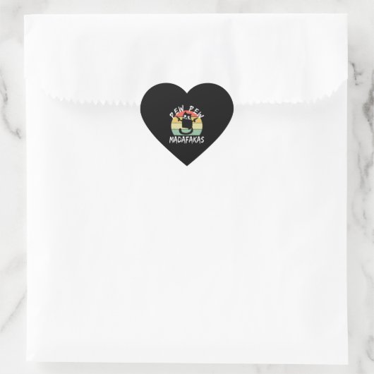 Pew Pew Madafakas Grappige Kat Gekke Kat Hart Sticker (Tas)