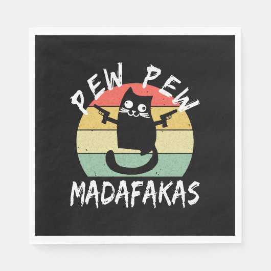Pew Pew Madafakas Grappige Kat Gekke Kat Servet (Voorkant)