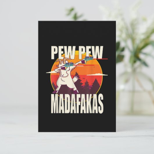 Pew Pew Madafakas Pew Pew Madafakas Goat Bedankkaart (Staand voorkant)