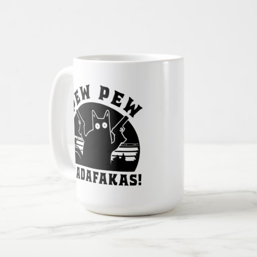 Pew Pew Mok-Funny Cat Mok Schattige Mok (Voorkant links)