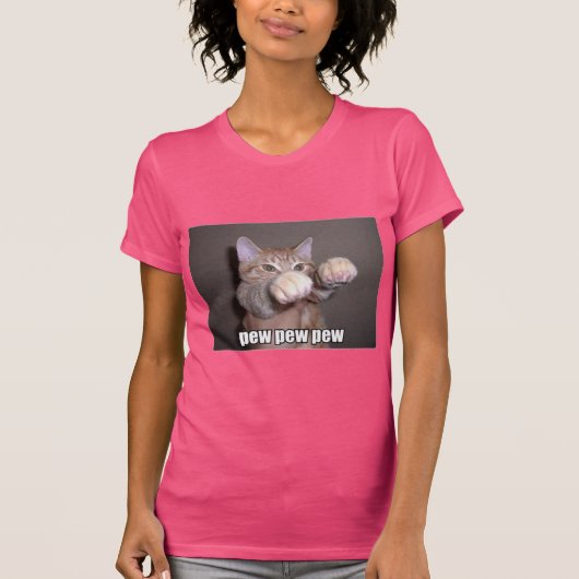 Pew Pew Pew Cat T-shirt (Voorkant)