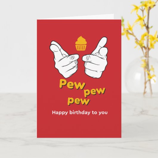 Pew Pew Pew Happy Birthday voor jullie grappig Kaart (Gele Bloem)