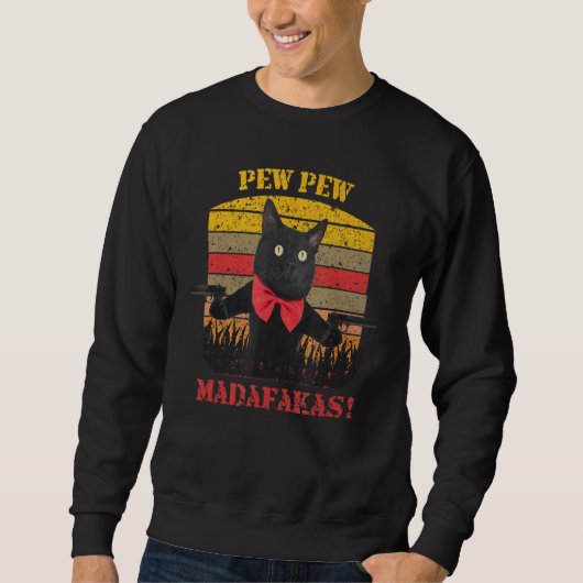 Pew Pew Pew Pew Cat Madafakas Crazy Black Cat Trui (Voorkant)