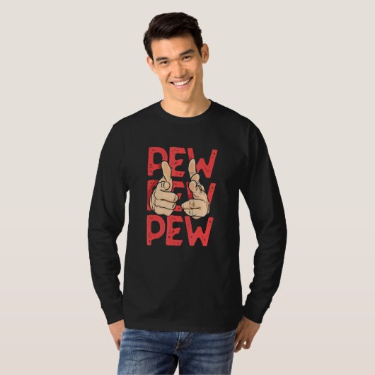 Pew Pew Pew Pretend Hand Pistool Noise T-shirt (Voorkant volledig)