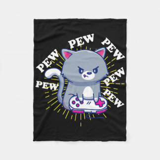 Pew Pew Pew Schattige Kat Gamer Hoofdtelefoon Katt Fleece Deken