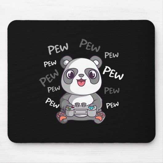 Pew Pew Pew Schattige Panda Video Gamen Gamer  Muismat (Voorkant)