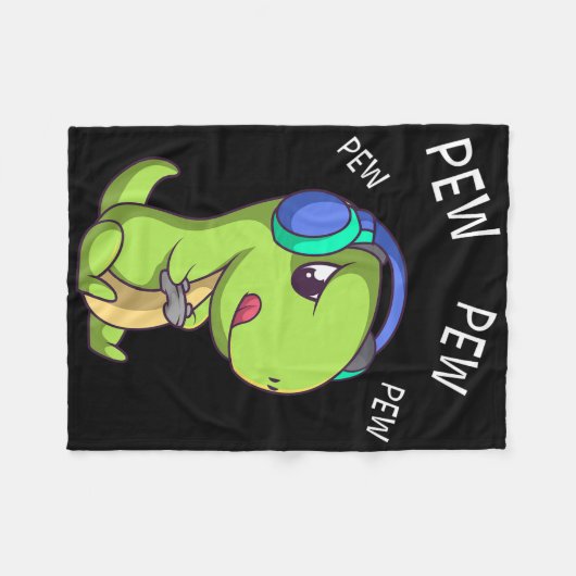 Pew Pew Pew Schattige T-rex Dinosaur Videospeler G Fleece Deken (Voorkant (Horizontaal))