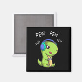 Pew Pew Pew Schattige T-rex Dinosaurus Videospeler Magneet (Voorkant / Achterkant)