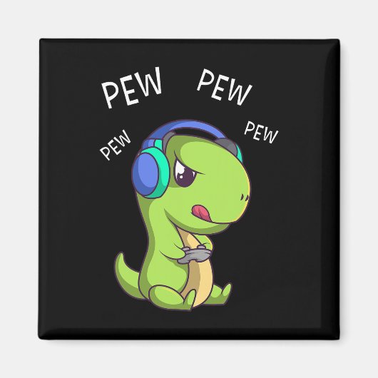Pew Pew Pew Schattige T-rex Dinosaurus Videospeler Magneet (Voorkant)
