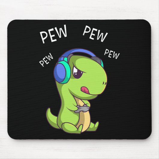 Pew Pew Pew Schattige T-rex Dinosaurus Videospeler Muismat (Voorkant)