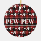 Pew Pew Pistool Eigenaar Rechten AR-15 Kerstvakant Keramisch Ornament (Voorkant)