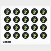Pew Pew Schattige T-rex Dinosaurus Videogame 1 Ronde Sticker (Vel)