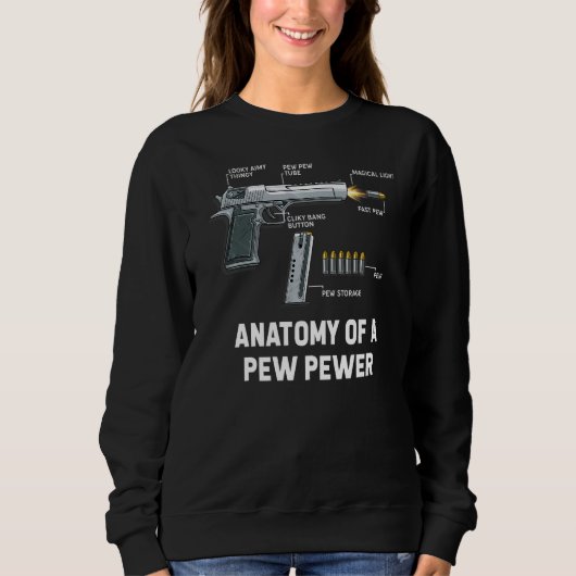 Pew Pewer Anatomy Science Weapon Geek Pistool Game Trui (Voorkant)