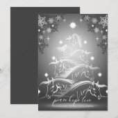 Pewter Abstracte kerstpaarden Feestdagenkaart (Voorkant / Achterkant)