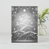 Pewter Abstracte kerstpaarden Feestdagenkaart (Staand voorkant)