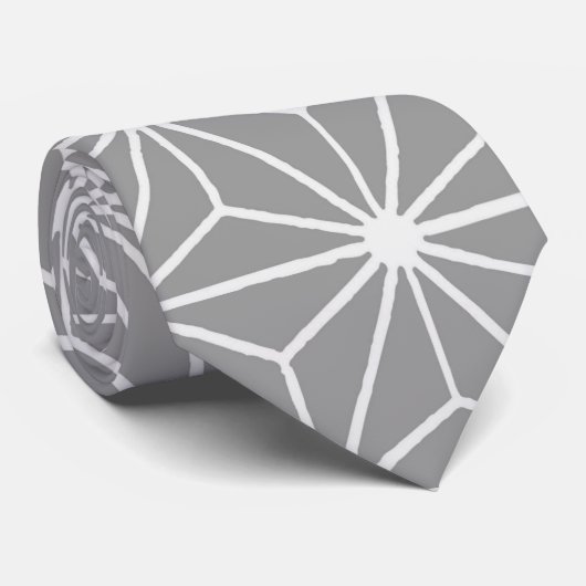 Pewter Art Deco Style Triangles Patroon Stropdas (Opgerold)