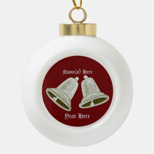 Pewter Bells Seasonal Keramische Bal Ornament (Voorkant)