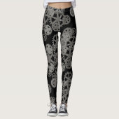 Pewter & Black Steampunk Gears Leggings (Voorkant)