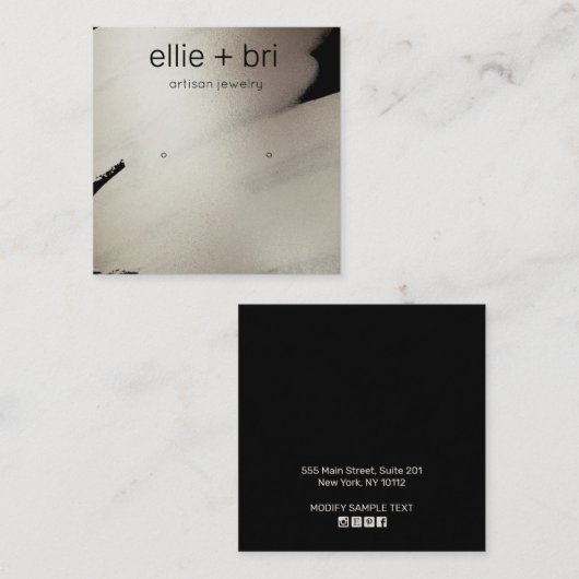 Pewter Black Waterverf Kraft Stud Earning Display Vierkante Visitekaartje (Voorkant / Achterkant)