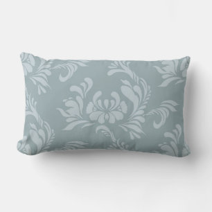 Pewter Blauw en Zink Damast Accent Kussen
