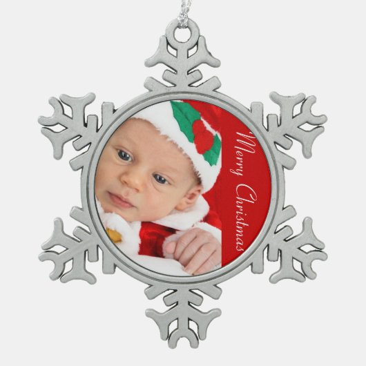 Pewter Christmas Ornaments With Baby Tin Sneeuwvlok Ornament (Voorkant)